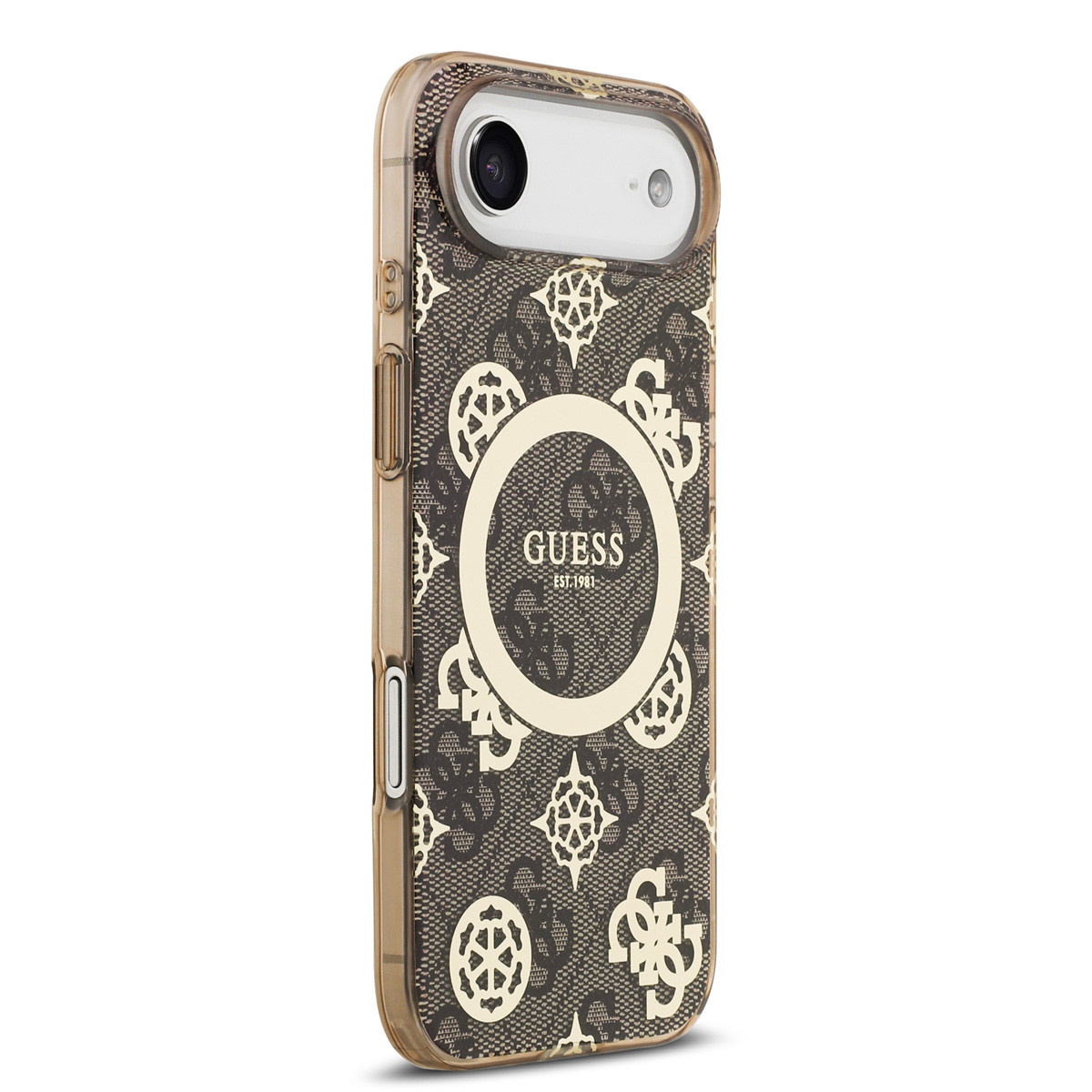 Guess Guess iPhone 17 Air Backcover hoesje - MagSafe - Peony on 4G Background - Bruin, foto 4 van 6