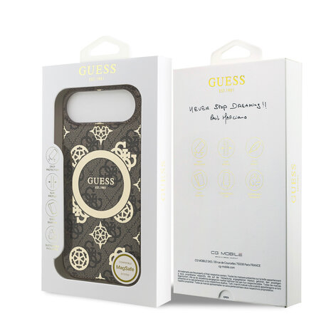 Guess Guess iPhone 17 Air Back cover case - MagSafe - Peony on 4G Background - Brown Guess Guess iPhone 17 Air Back cover case - MagSafe - Peony on 4G Background - Brown