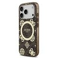 Guess Guess iPhone 17 Pro/iPhone 18 Pro Coque arrière MagSafe Motif pivoine sur fond 4G - Marron