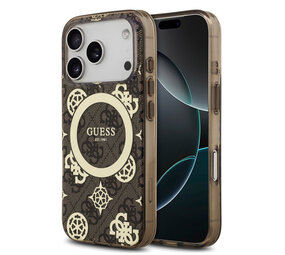 Guess Guess iPhone 17 Pro Max Back cover case - MagSafe - Peony on 4G Background - Brown