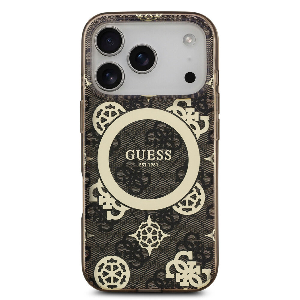 Guess Guess iPhone 17 Pro Max Back cover case - MagSafe - Peony on 4G Background - Brown
