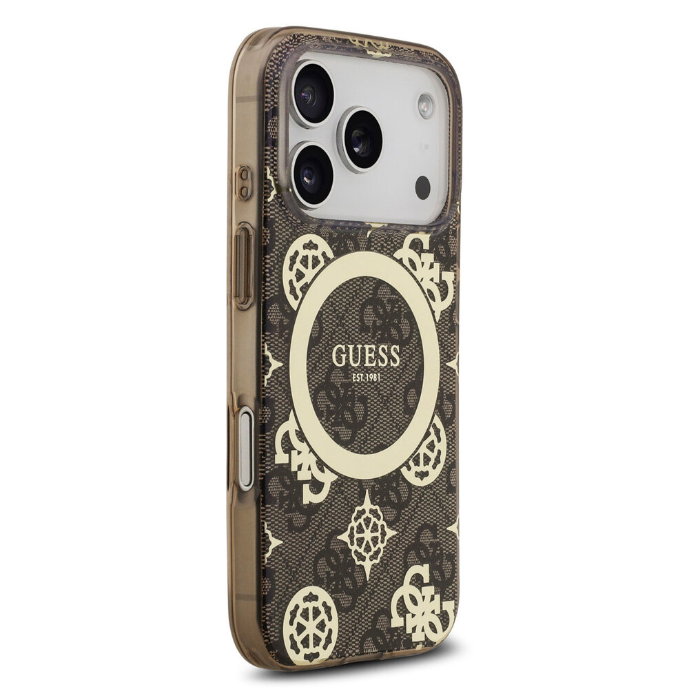 Guess Guess iPhone 17 Pro Max Back cover case - MagSafe - Peony on 4G Background - Brown