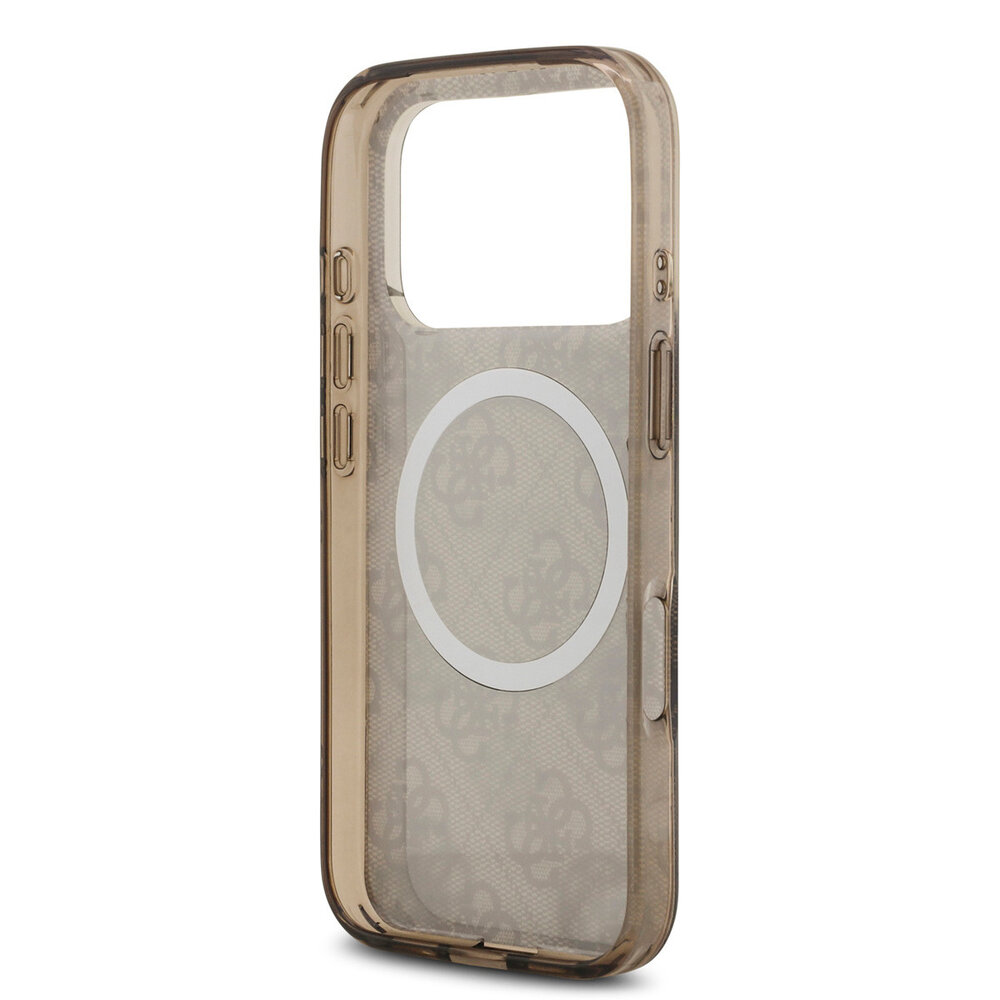 Guess Guess iPhone 17 Pro Max Backcover hoesje - MagSafe - Peony on 4G Background - Bruin