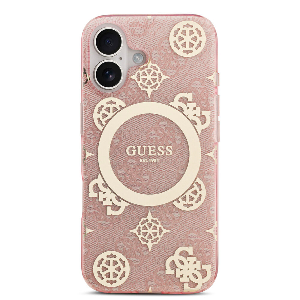 Guess Guess iPhone 17 Back cover case - MagSafe - Peony on 4G Background - Pink