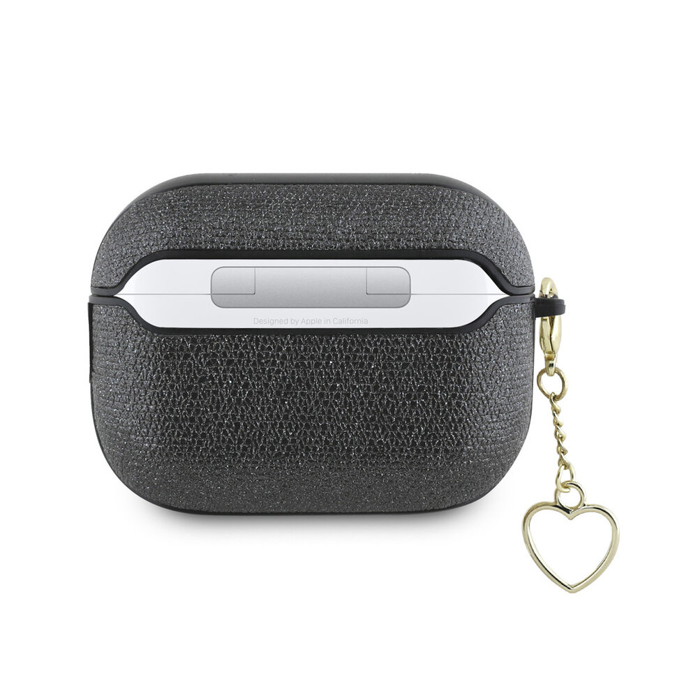 Guess Guess Airpods Pro & Pro 2 Case - Metallic Script - Heart Charm - Black