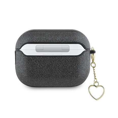 Guess Guess Airpods Pro & Pro 2 Case - Metallic Script - Heart Charm - Black