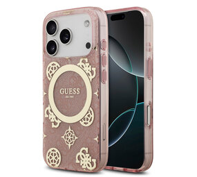 Guess Guess iPhone 17 Pro Backcover hoesje - MagSafe - Peony on 4G Background - Roze