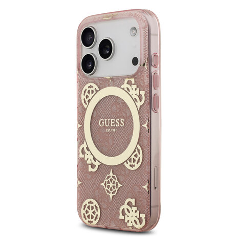 Guess Guess iPhone 17 Pro Back cover coque - MagSafe - Peony on 4G Background - Rose
