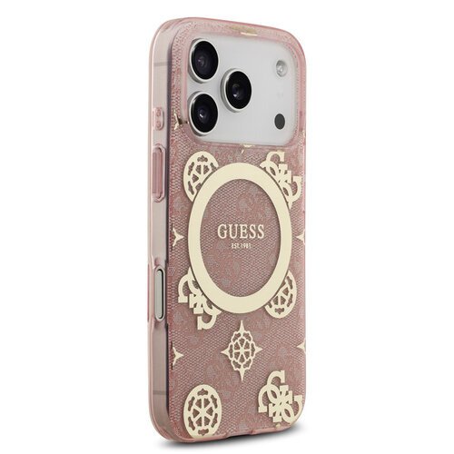 Guess Guess iPhone 17 Pro/iPhone 18 Pro Coque arrière MagSafe Motif pivoine sur fond 4G - Rose