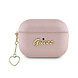 Guess Guess Airpods Pro & Pro 2 Case - Metallic Script - Heart Charm - Pink