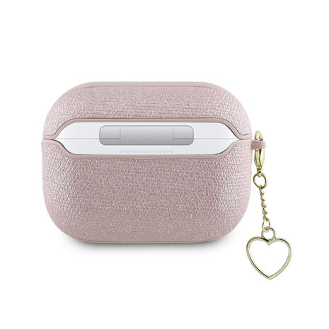 Guess Guess Airpods Pro & Pro 2 Case - Metallic Script - Heart Charm - Pink