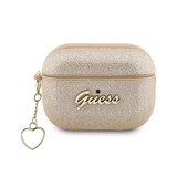 Guess Guess Airpods Pro & Pro 2 Case - Metallic Script - Heart Charm - Gold