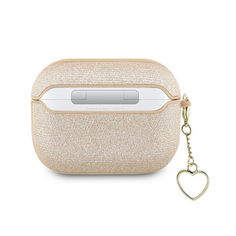 Guess Guess Airpods Pro & Pro 2 Case - Metallic Script - Heart Charm - Gold