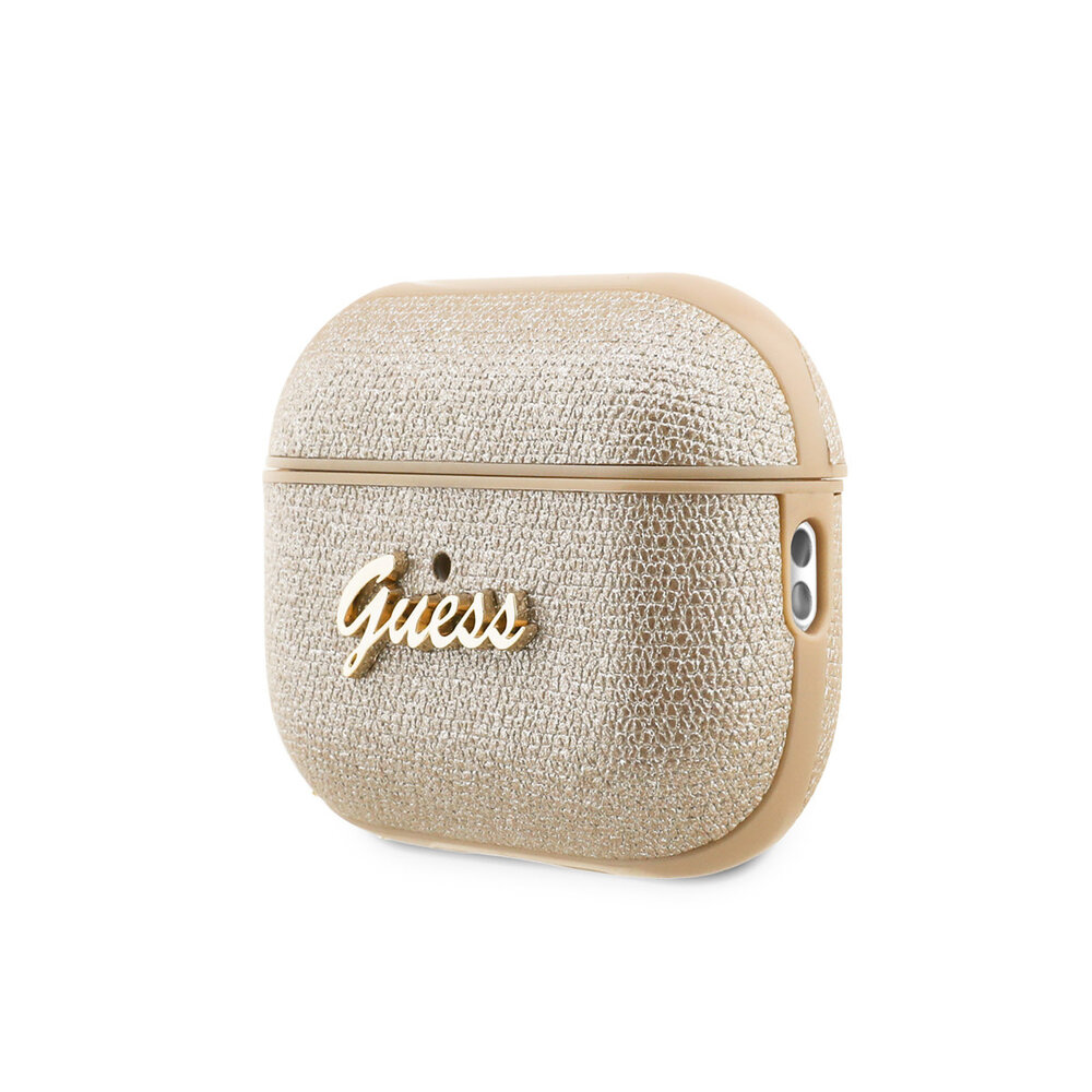 Guess Guess Airpods Pro & Pro 2 Case - Metallic Script - Heart Charm - Gold