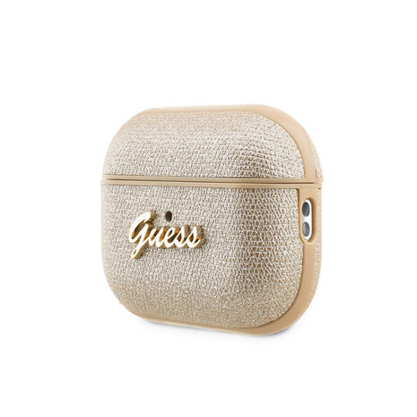 Guess Guess Airpods Pro & Pro 2 Case - Metallic Script - Heart Charm - Gold