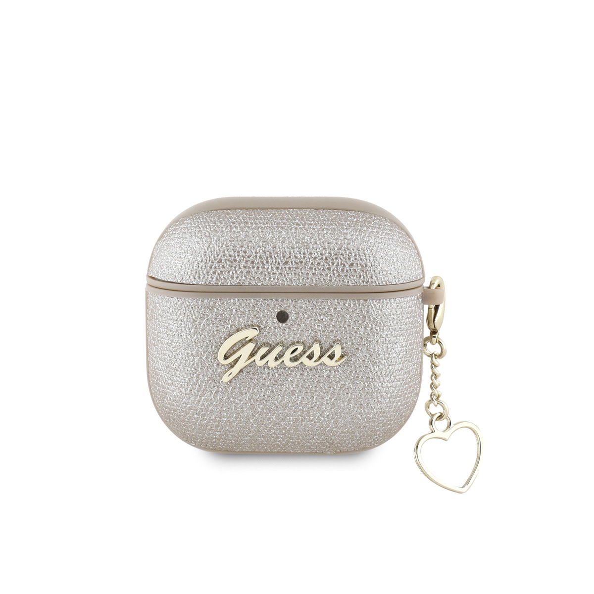 Guess Guess Airpods 4 Case - Metallic Script - Heart Charm - Goud