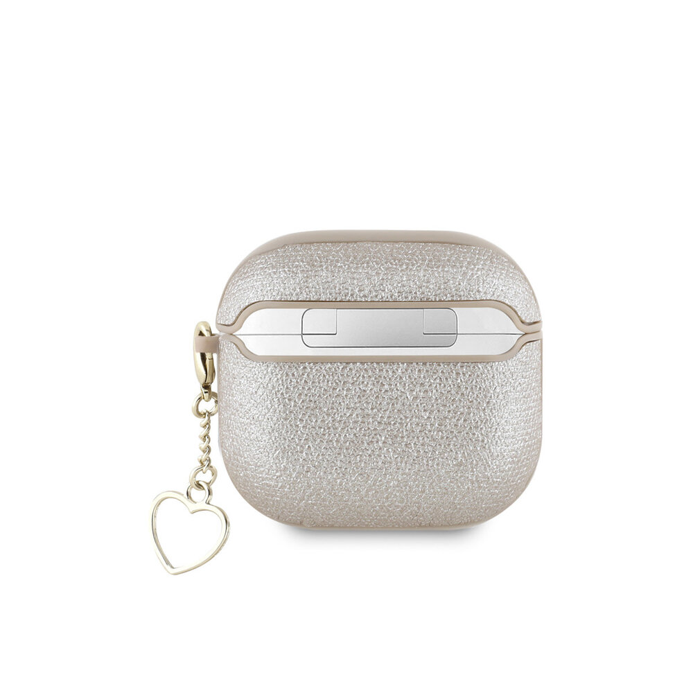 Guess Guess Airpods 4 Case - Metallic Script - Heart Charm - Gold