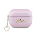 Guess Guess Airpods Pro & Pro 2 Case - Metallic Script - Heart Charm - Purple