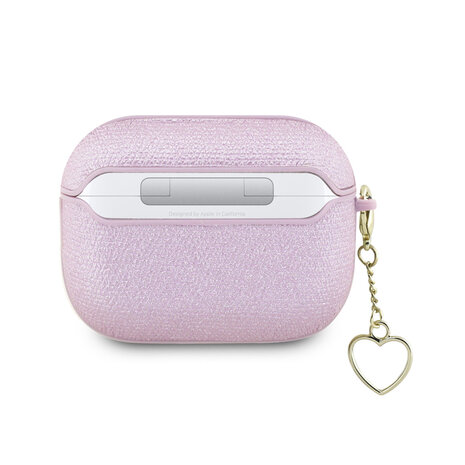 Guess Guess Airpods Pro & Pro 2 Case - Metallic Script - Heart Charm - Purple