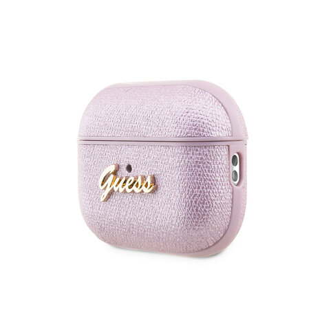 Guess Guess Airpods Pro & Pro 2 Case - Metallic Script - Heart Charm - Purple