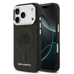 Karl Lagerfeld iPhone 17 Pro Backcover hoesje - MagSafe - Initials - Zwart