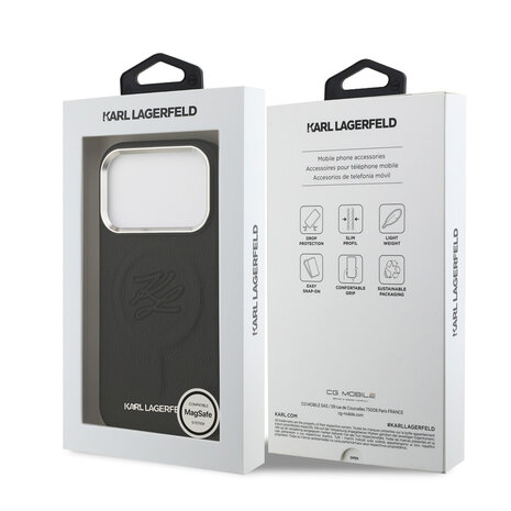 Karl Lagerfeld Karl Lagerfeld iPhone 17 Pro Back cover case - MagSafe - Initials - Black