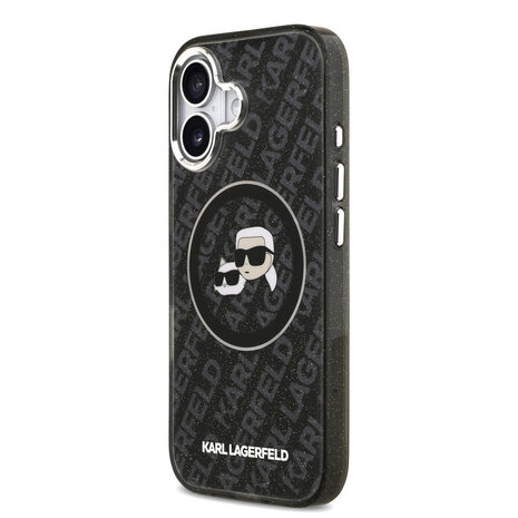 Karl Lagerfeld Karl Lagerfeld iPhone 17 Backcover hoesje - MagSafe - IML Glitter K&C Heads Logo - Zwart Karl Lagerfeld Karl Lagerfeld iPhone 17 Backcover hoesje - MagSafe - IML Glitter K&C Heads Logo - Zwart