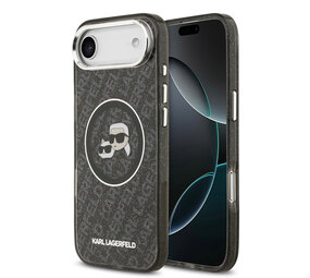 Karl Lagerfeld Karl Lagerfeld iPhone 17 Air Back cover case - MagSafe - IML Glitter K&C Heads Logo - Black