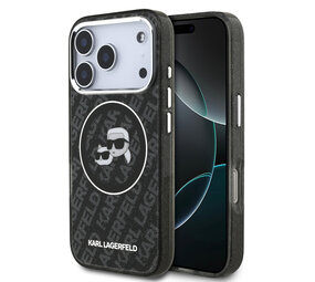 Karl Lagerfeld Karl Lagerfeld iPhone 17 Pro Back cover case - MagSafe - IML Glitter K&C Heads Logo - Black