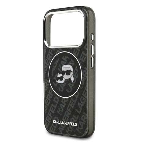Karl Lagerfeld Karl Lagerfeld iPhone 17 Pro Back cover case - MagSafe - IML Glitter K&C Heads Logo - Black