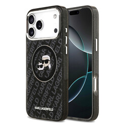 Karl Lagerfeld iPhone 17 Pro Max/iPhone 18 Pro Max Backcover-Hülle - MagSafe - IML-Glitzer mit K&C-Köpfe-Logo - Rosa