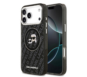 Karl Lagerfeld Karl Lagerfeld iPhone 17 Pro Max Back cover case - MagSafe - IML Glitter K&C Heads Logo - Black