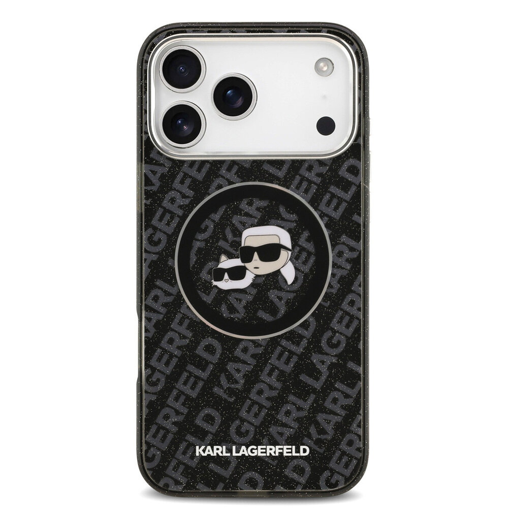 Karl Lagerfeld Karl Lagerfeld iPhone 17 Pro Max Back cover case - MagSafe - IML Glitter K&C Heads Logo - Black