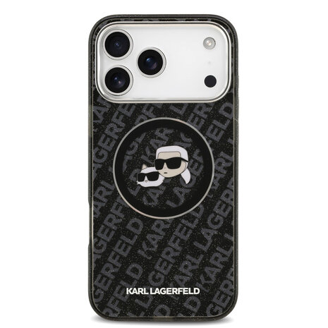 Karl Lagerfeld Karl Lagerfeld iPhone 17 Pro Max Back cover case - MagSafe - IML Glitter K&C Heads Logo - Black