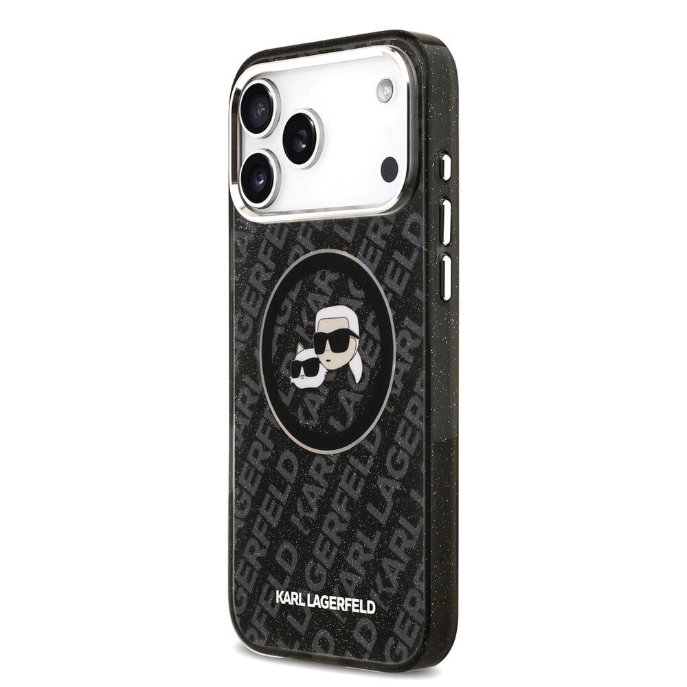 Karl Lagerfeld Karl Lagerfeld iPhone 17 Pro Max Back cover case - MagSafe - IML Glitter K&C Heads Logo - Black