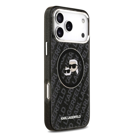 Karl Lagerfeld Karl Lagerfeld iPhone 17 Pro Max Back cover case - MagSafe - IML Glitter K&C Heads Logo - Black