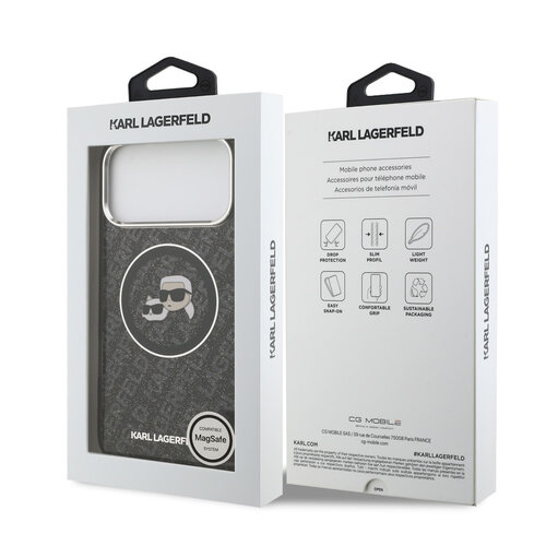 Karl Lagerfeld Karl Lagerfeld iPhone 17 Pro Max/iPhone 18 Pro Max Handyhülle MagSafe IML Glitzer Logo mit Karl-&-Choupette-Köpfen - Schwarz