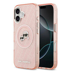 Karl Lagerfeld iPhone 17 Back-Cover hul - MagSafe - IML Glitter K&C Heads Logo - Rosa