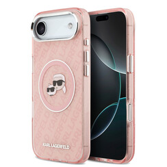 Karl Lagerfeld iPhone 17 Air Back-Cover hul - MagSafe - IML Glitter K&C Heads Logo - Rosa