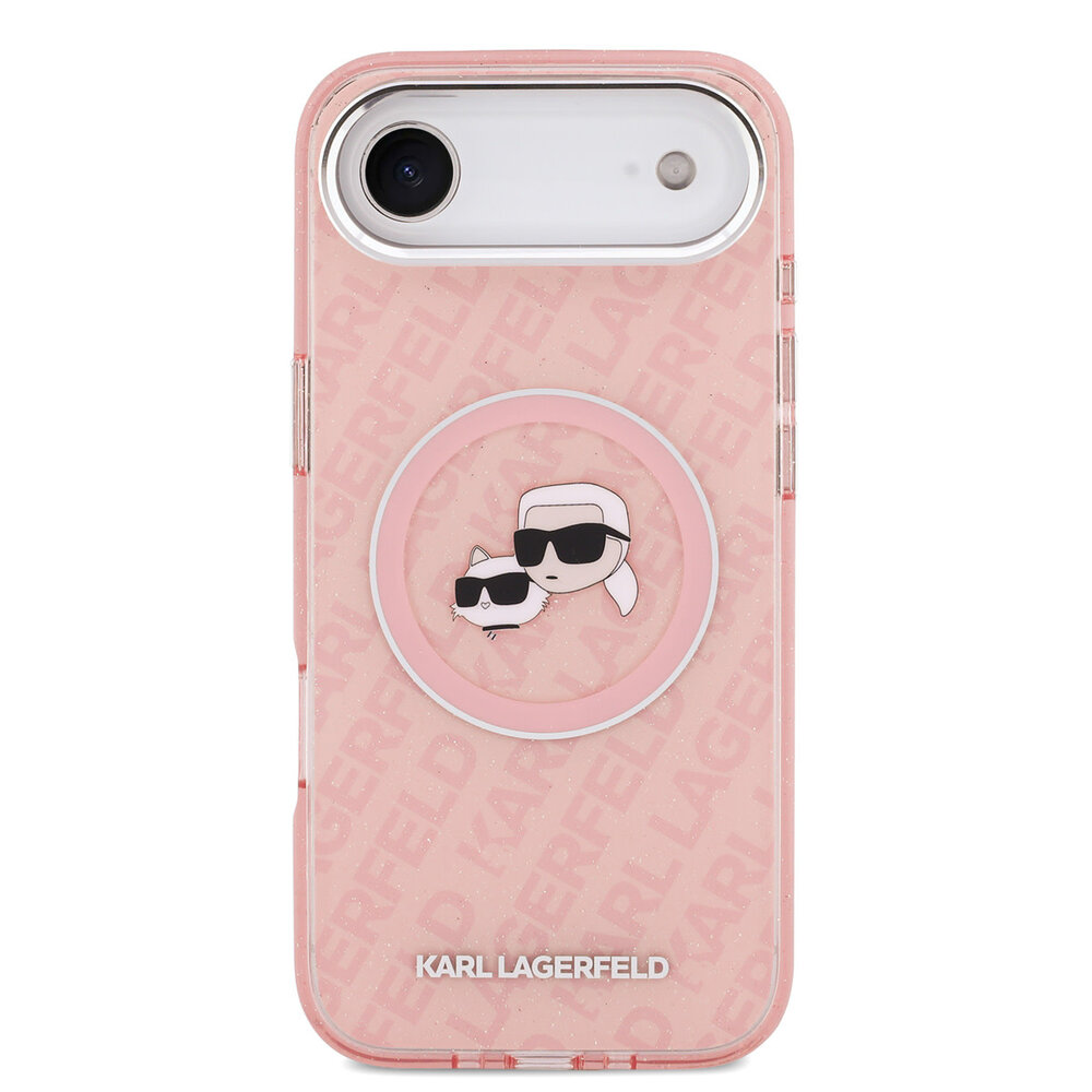 Karl Lagerfeld Karl Lagerfeld iPhone 17 Air Backcover hoesje - MagSafe - IML Glitter K&C Heads Logo - Roze Karl Lagerfeld Karl Lagerfeld iPhone 17 Air Backcover hoesje - MagSafe - IML Glitter K&C Heads Logo - Roze