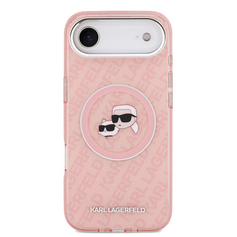 Karl Lagerfeld Karl Lagerfeld iPhone 17 Air Backcover hoesje - MagSafe - IML Glitter K&C Heads Logo - Roze Karl Lagerfeld Karl Lagerfeld iPhone 17 Air Backcover hoesje - MagSafe - IML Glitter K&C Heads Logo - Roze