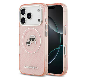 Karl Lagerfeld Karl Lagerfeld iPhone 17 Pro Max Back cover case - MagSafe - IML Glitter K&C Heads Logo - Pink