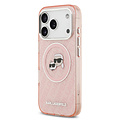 Karl Lagerfeld Karl Lagerfeld iPhone 17 Pro Max/iPhone 18 Pro Max Handyhülle MagSafe IML Glitzer Logo mit Karl-&-Choupette-Köpfen - Rosa