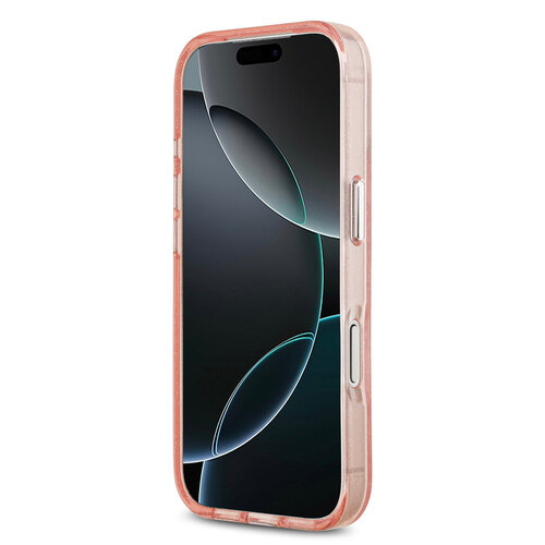 Karl Lagerfeld Karl Lagerfeld iPhone 17 Pro/iPhone 18 Pro Handyhülle MagSafe IML Glitzer Logo mit Karl-&-Choupette-Köpfen - Rosa