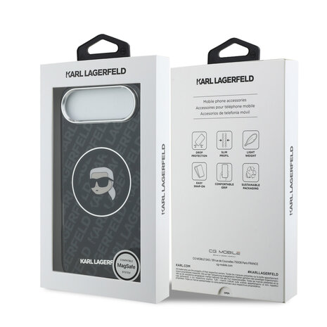 Karl Lagerfeld Karl Lagerfeld iPhone 17 Air Backcover hoesje - MagSafe - IML Karl Head Logo - Zwart