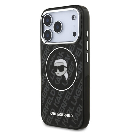 Karl Lagerfeld Karl Lagerfeld iPhone 17 Pro Backcover hoesje - MagSafe - IML Karl Head Logo - Zwart