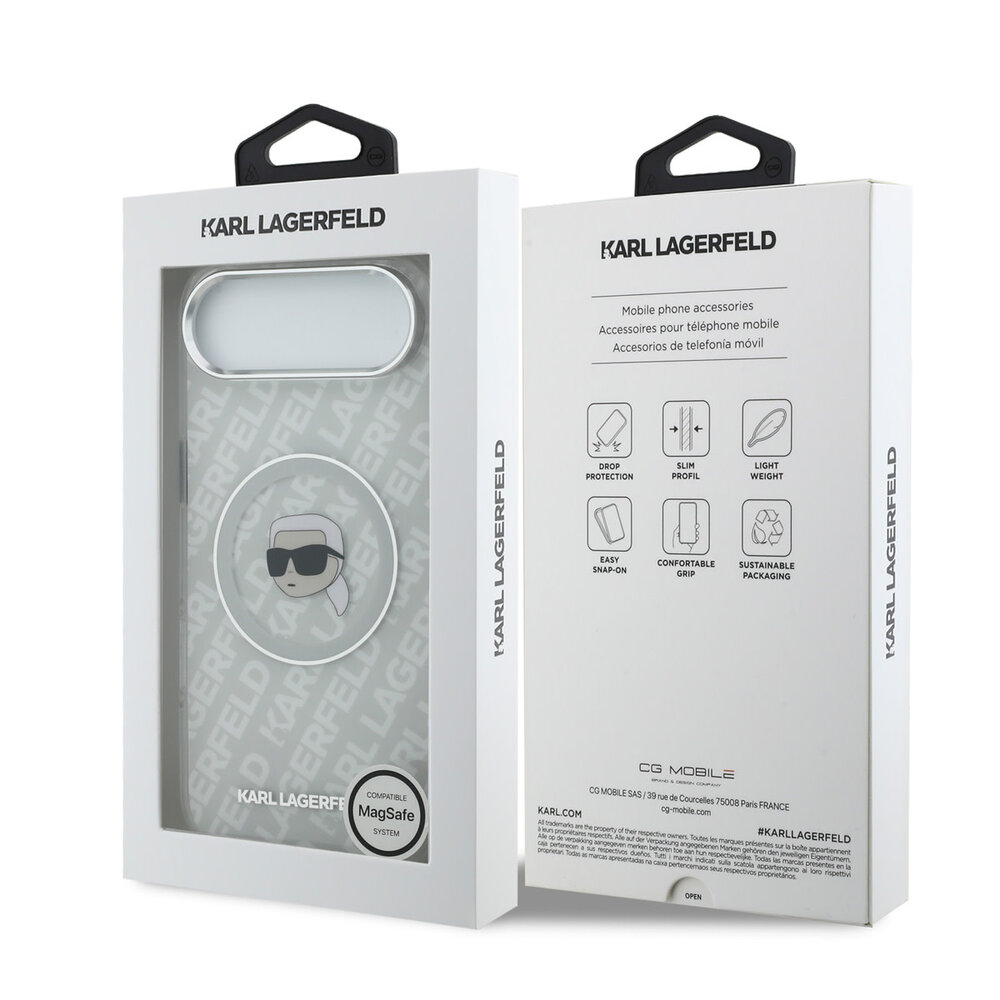 Karl Lagerfeld Karl Lagerfeld iPhone 17 Air Backcover hoesje - MagSafe - IML Karl Head Logo - Grijs