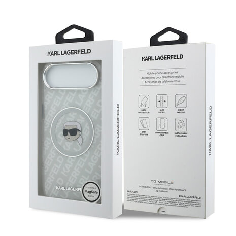 Karl Lagerfeld Karl Lagerfeld iPhone 17 Air Backcover hoesje - MagSafe - IML Karl Head Logo - Grijs