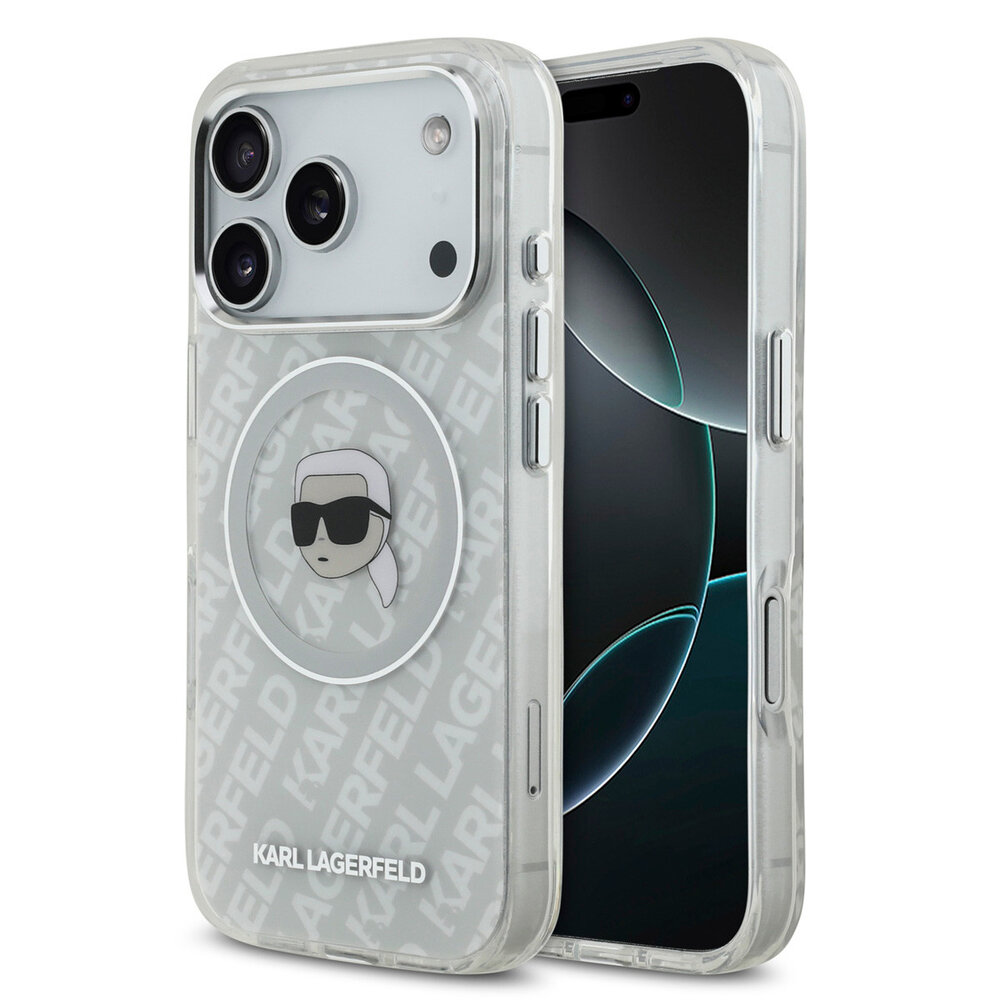 Karl Lagerfeld Karl Lagerfeld iPhone 17 Pro Backcover hoesje - MagSafe - IML Karl Head Logo - Grijs