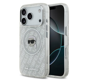 Karl Lagerfeld Karl Lagerfeld iPhone 17 Pro Backcover hoesje - MagSafe - IML Karl Head Logo - Grijs